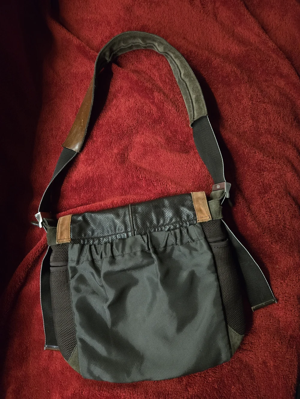 Cole Haan Black Messenger Laptop Bag with Brown Trim